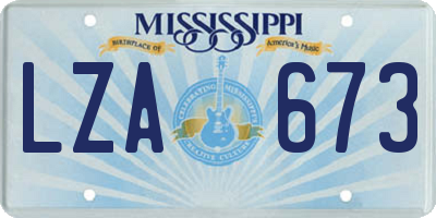 MS license plate LZA673