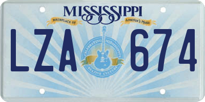 MS license plate LZA674