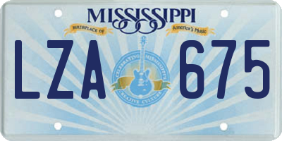 MS license plate LZA675
