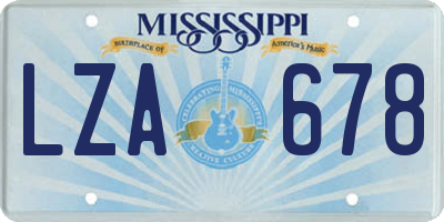 MS license plate LZA678