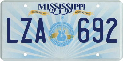 MS license plate LZA692