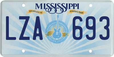 MS license plate LZA693