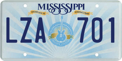 MS license plate LZA701