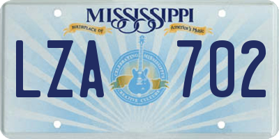 MS license plate LZA702