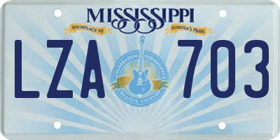 MS license plate LZA703