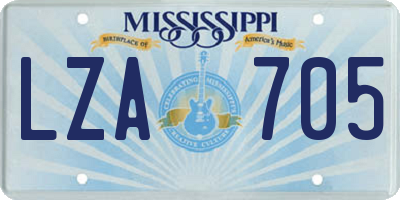 MS license plate LZA705