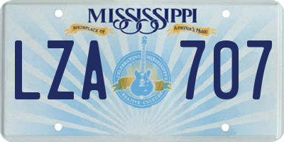MS license plate LZA707