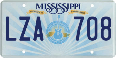 MS license plate LZA708