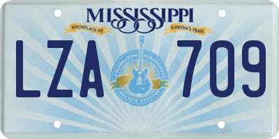 MS license plate LZA709