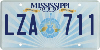 MS license plate LZA711