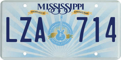 MS license plate LZA714
