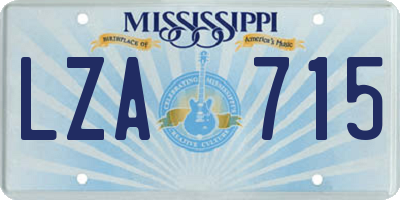 MS license plate LZA715