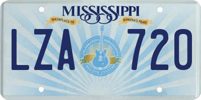 MS license plate LZA720
