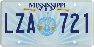 MS license plate LZA721