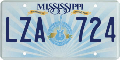 MS license plate LZA724