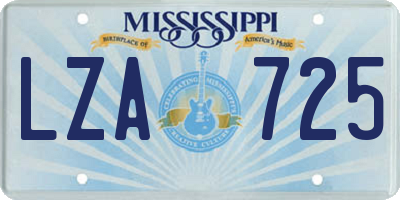 MS license plate LZA725
