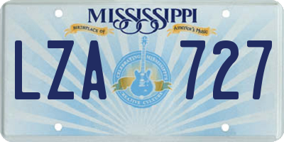 MS license plate LZA727