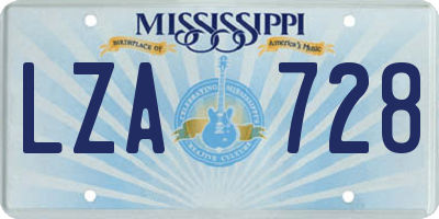 MS license plate LZA728