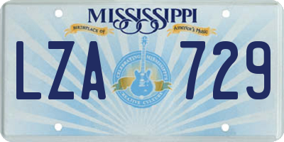 MS license plate LZA729