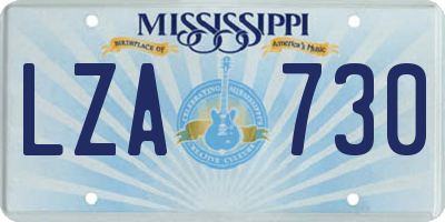 MS license plate LZA730