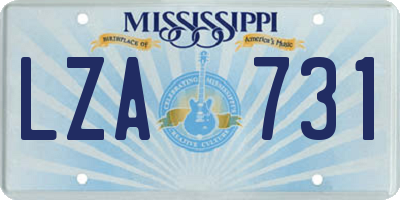 MS license plate LZA731