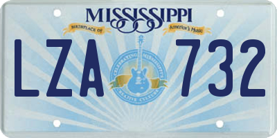 MS license plate LZA732