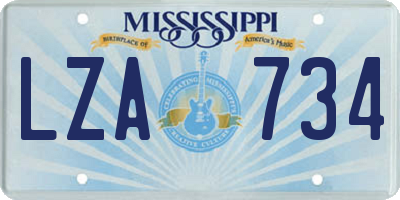 MS license plate LZA734