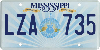 MS license plate LZA735