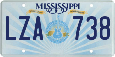 MS license plate LZA738