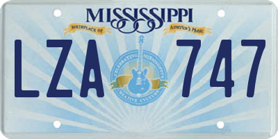 MS license plate LZA747