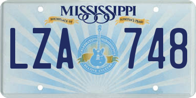 MS license plate LZA748