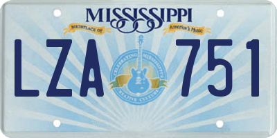 MS license plate LZA751