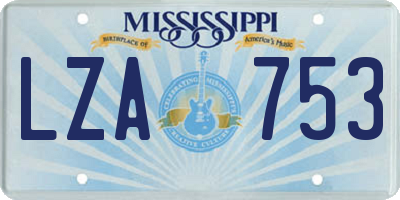 MS license plate LZA753