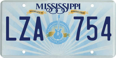 MS license plate LZA754