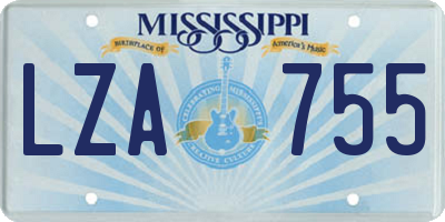 MS license plate LZA755