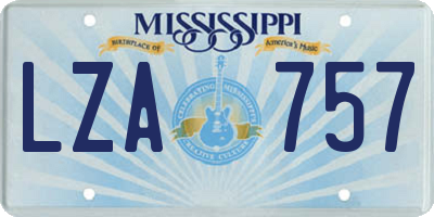 MS license plate LZA757