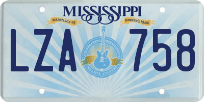 MS license plate LZA758