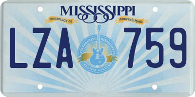 MS license plate LZA759