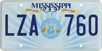 MS license plate LZA760