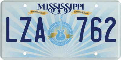MS license plate LZA762