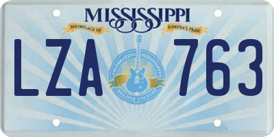 MS license plate LZA763