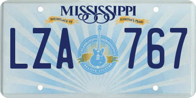 MS license plate LZA767