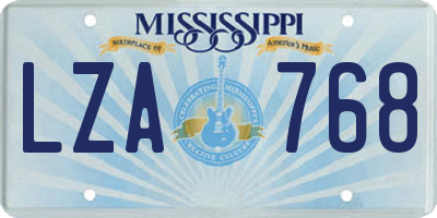 MS license plate LZA768