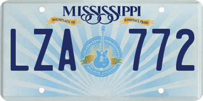 MS license plate LZA772
