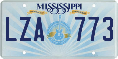 MS license plate LZA773