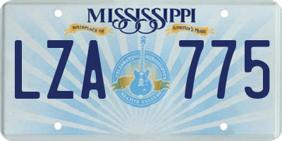 MS license plate LZA775
