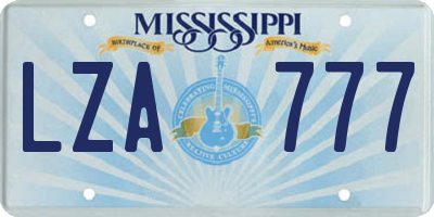 MS license plate LZA777