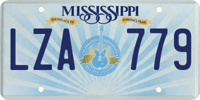 MS license plate LZA779