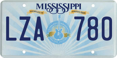 MS license plate LZA780