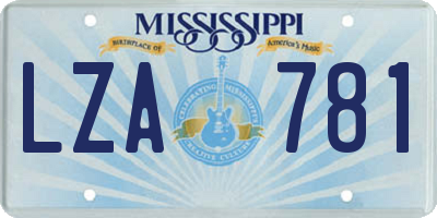 MS license plate LZA781